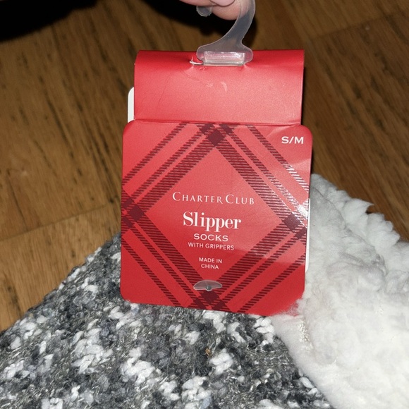 Charter Club slipper socks small great stocking stuffer unisex gray white - Picture 3 of 5